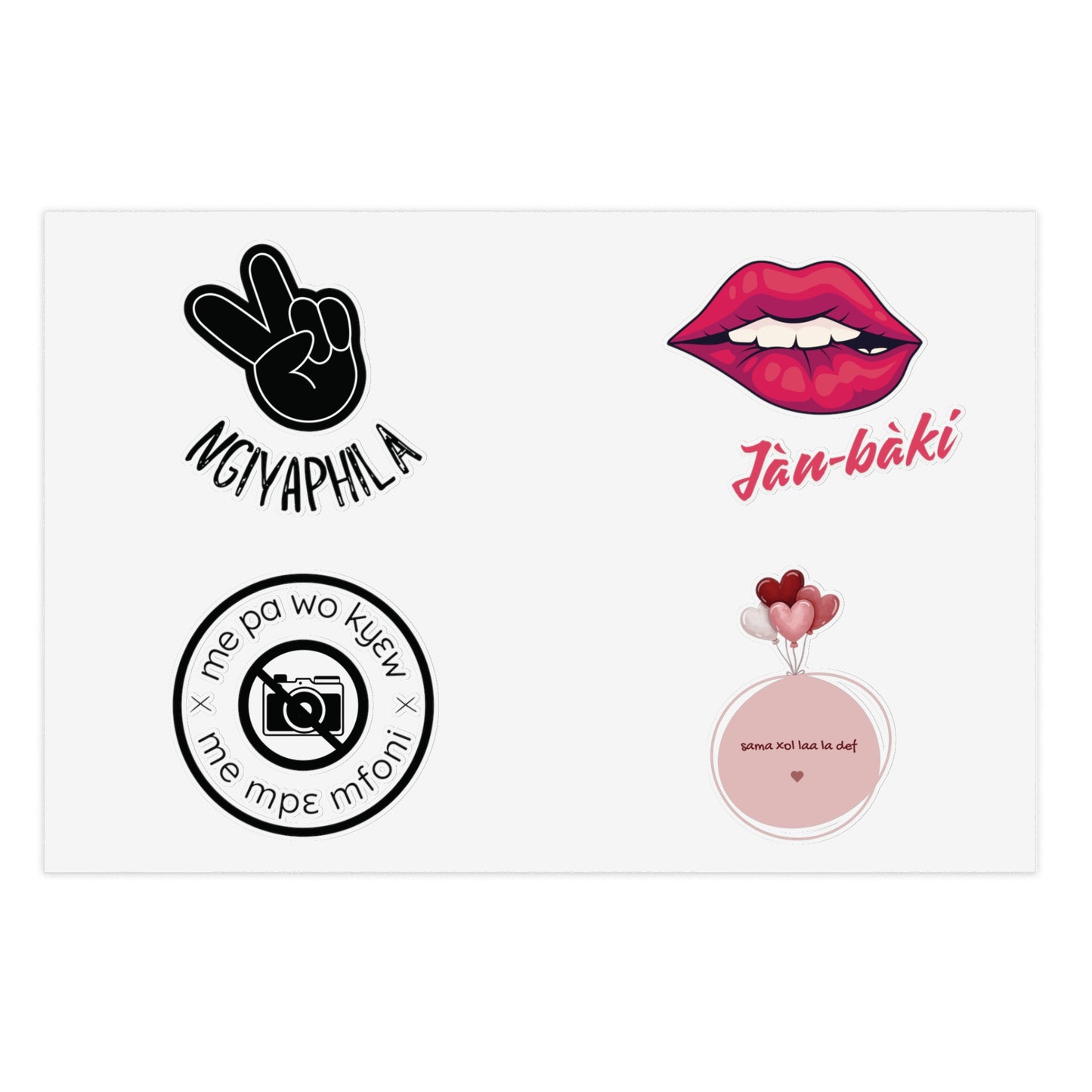 Four-language Sticker Sheet Bundle isiZulu Hausa Twi Wolof