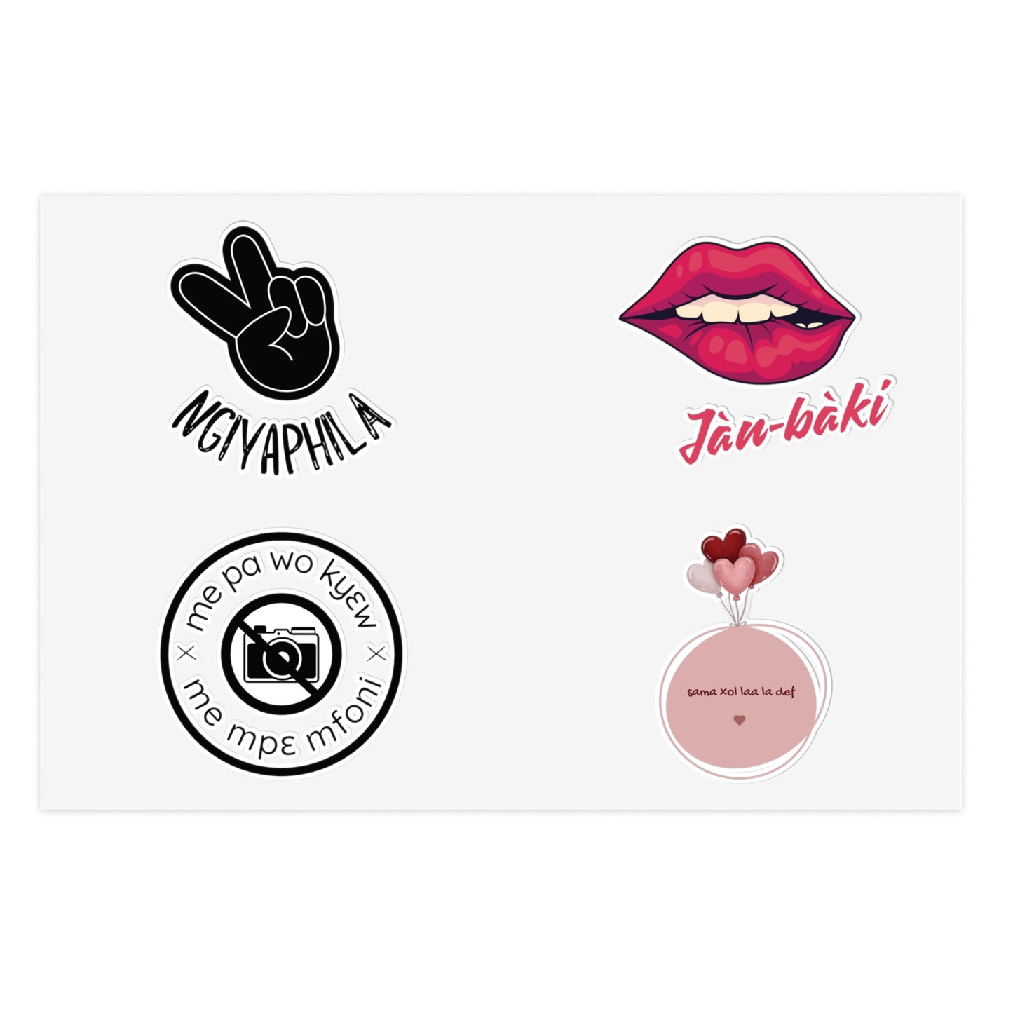 Four-language Sticker Sheet Bundle isiZulu Hausa Twi Wolof