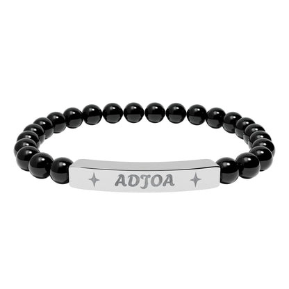 Adjoa Engraving Stretch Bar Bracelet