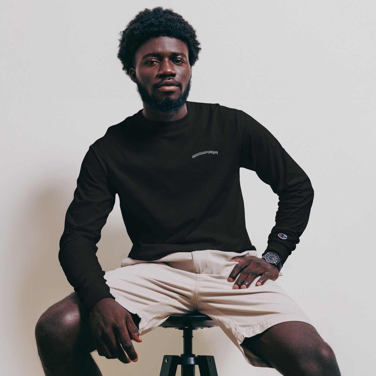 Model wearing a Black Abusuapanyin Long Sleeve Shirt