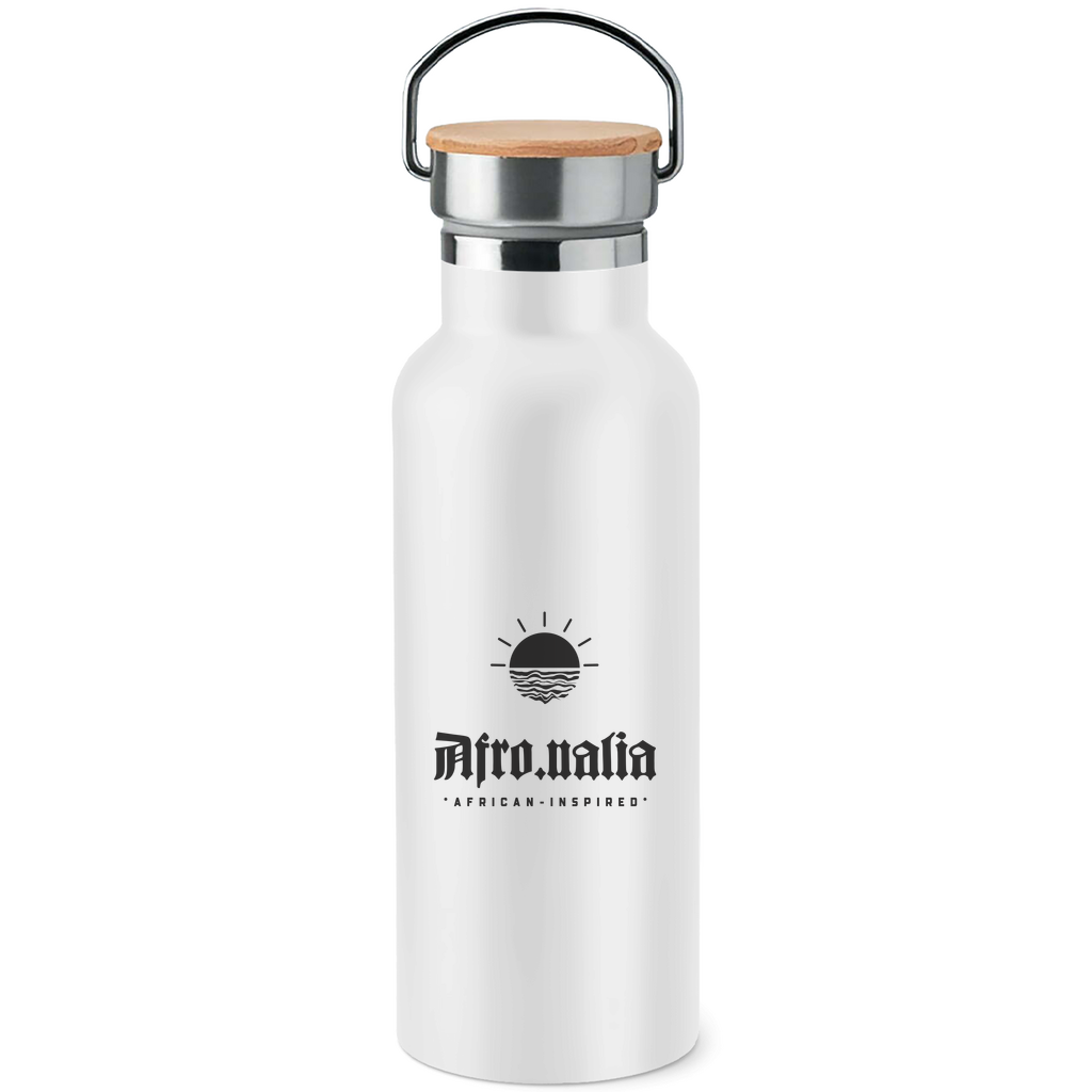 Stainless steel drinking bottle with bamboo lid